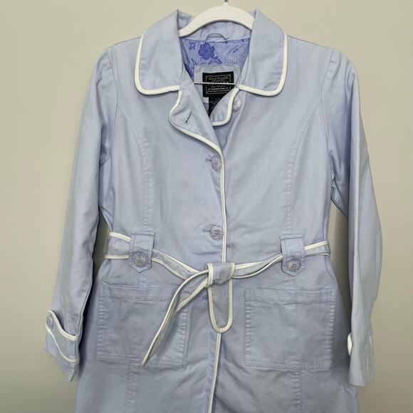 Arizona Jean Co Girls Large Trench Coat Jacket Light Purple Button Up Lined - Picture 10 of 14